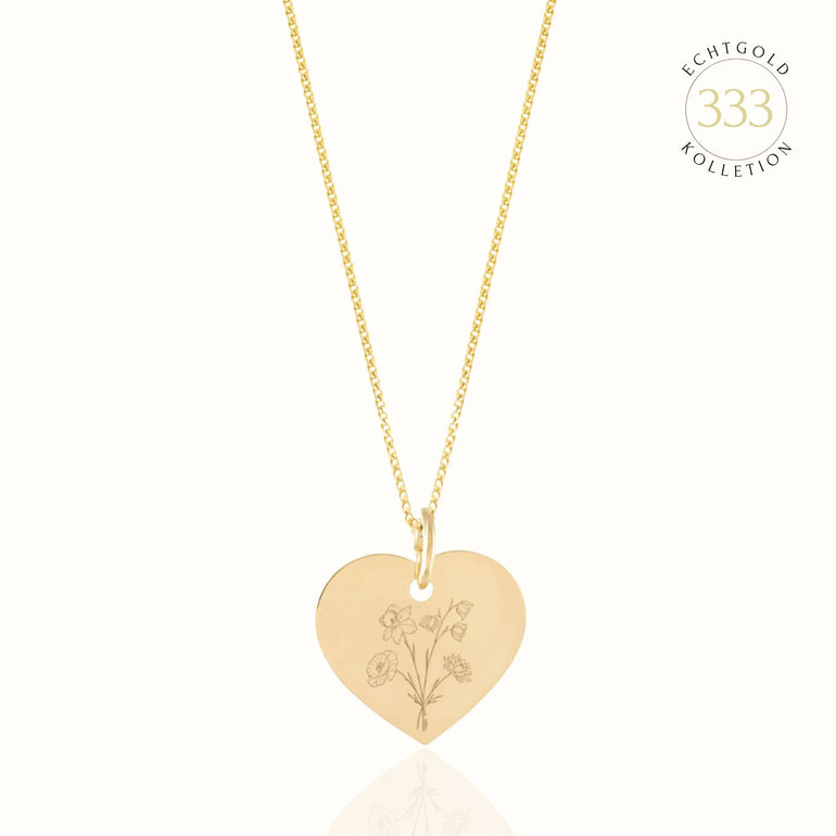 Personalisierte Echtgold Kett mit Geburtsblumenstrauß 333er Gold | Emma & Marie Schmuck