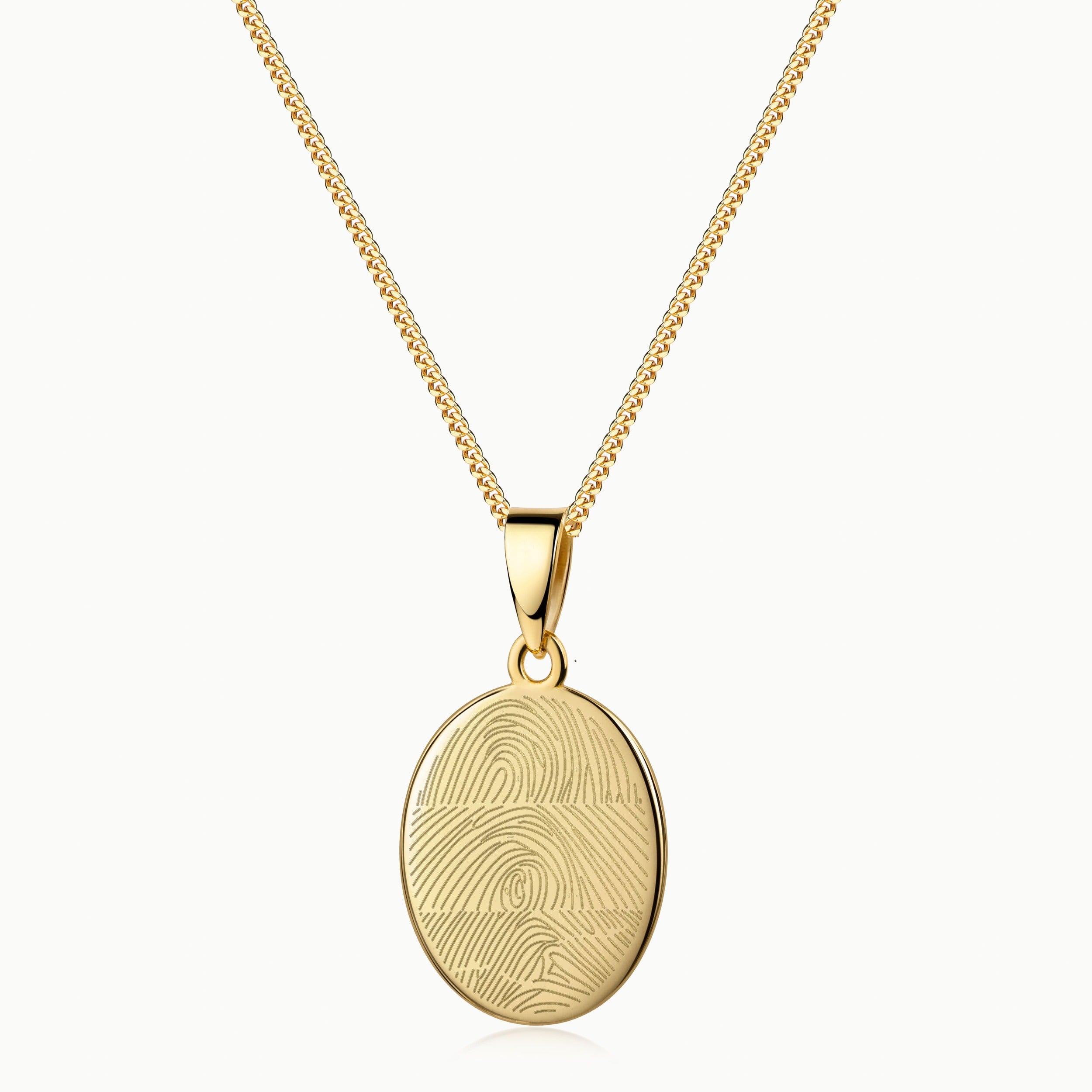 Ovale Gravurkette mit 3 Fingerabdrücken 333 Gold