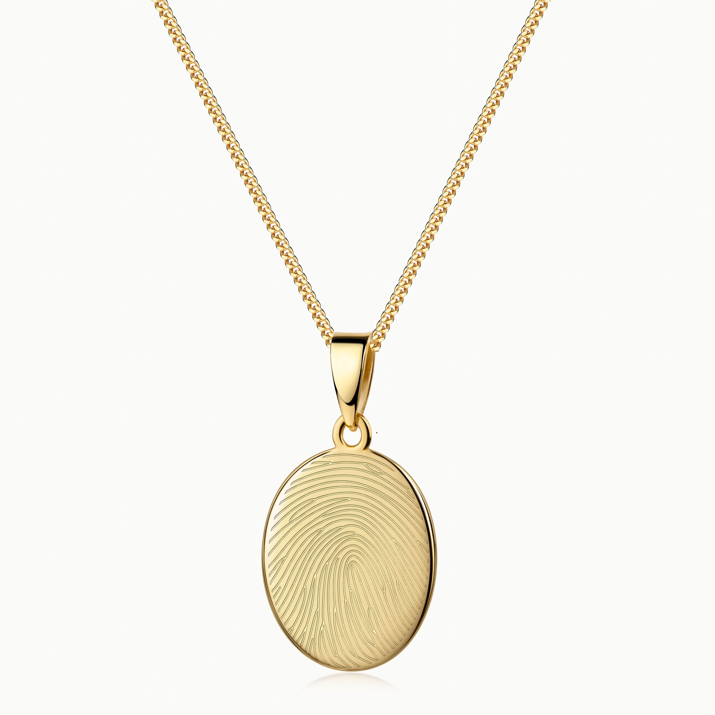 Goldene ovale Fingerabdruck Gravurkette