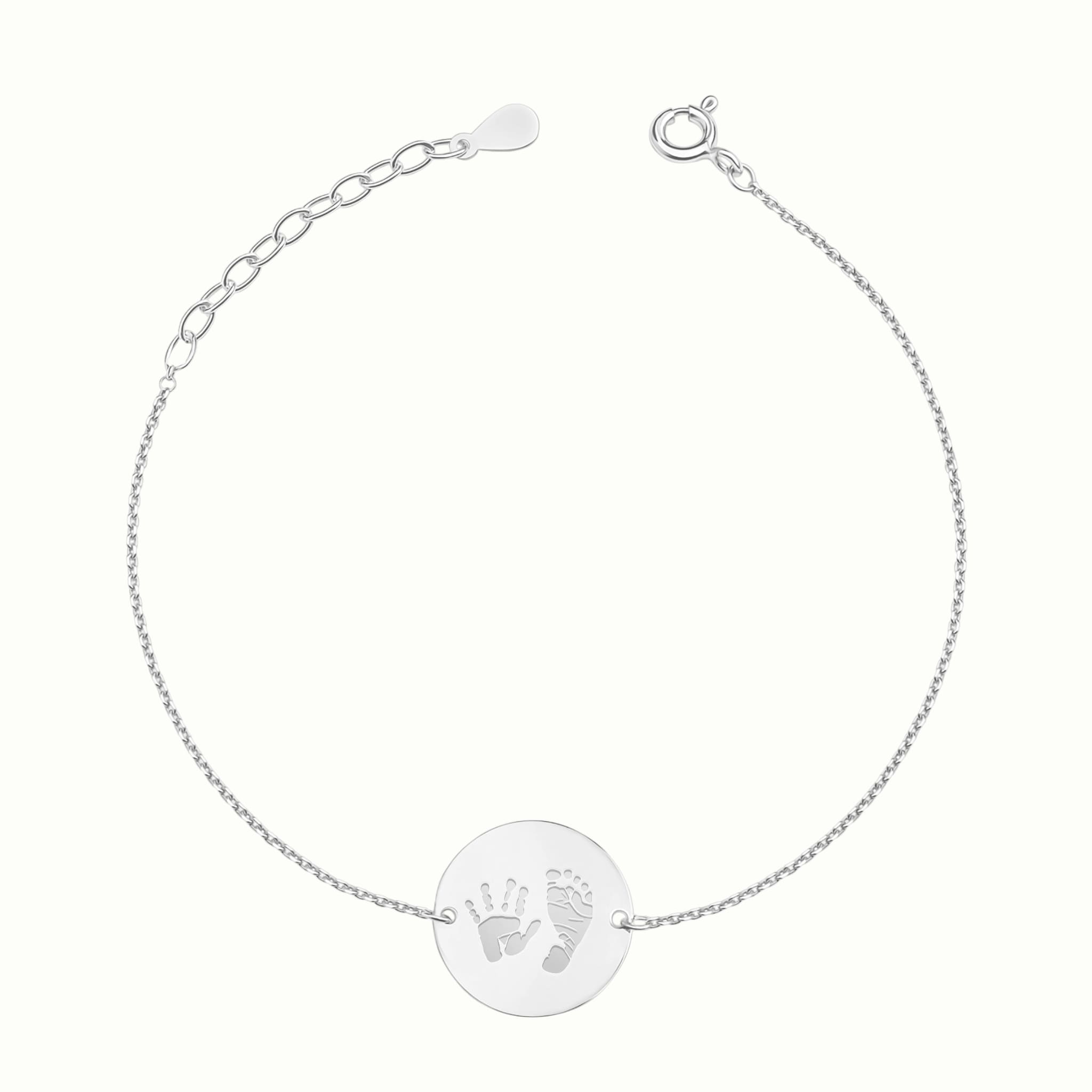 Armband mit Baby Handabdruck und Fußabdruck Gravur aus 925 Sterlingsilber