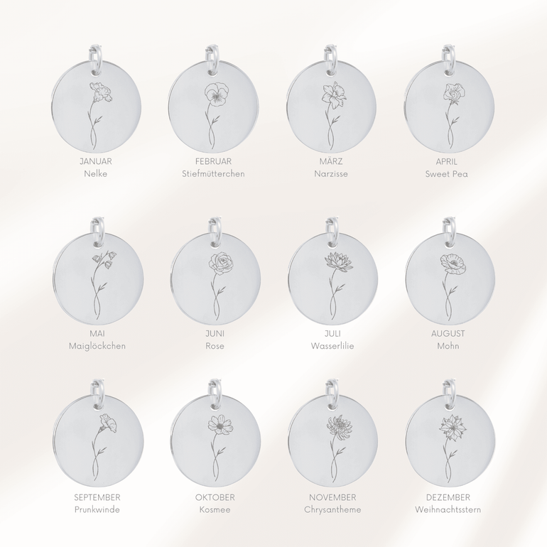 Geburtsblumen Übersicht 925 Silber