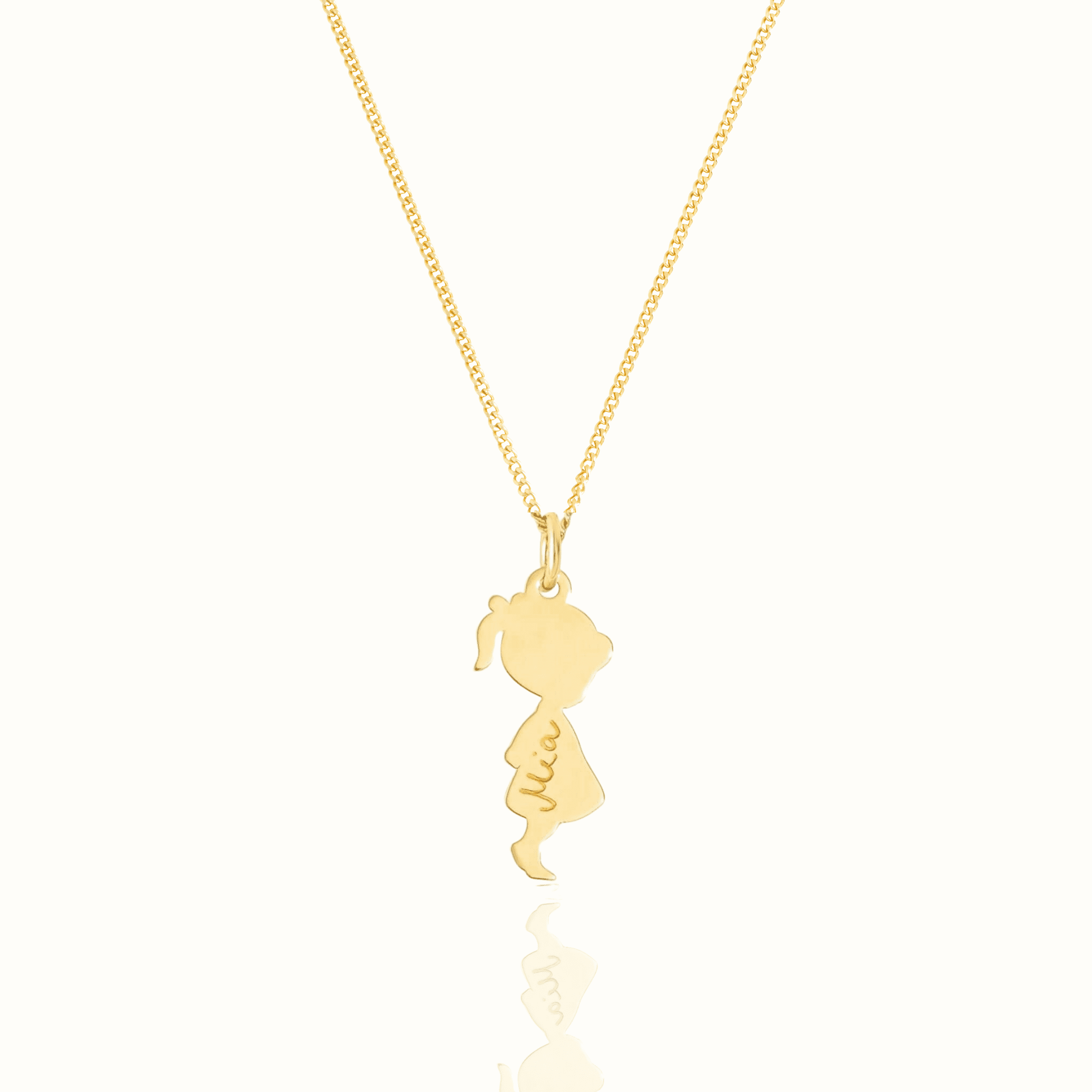 Personalisierte Halskette für Mütter mit Mädchen Anhänger und Kindername in Gold | Emma & Marie