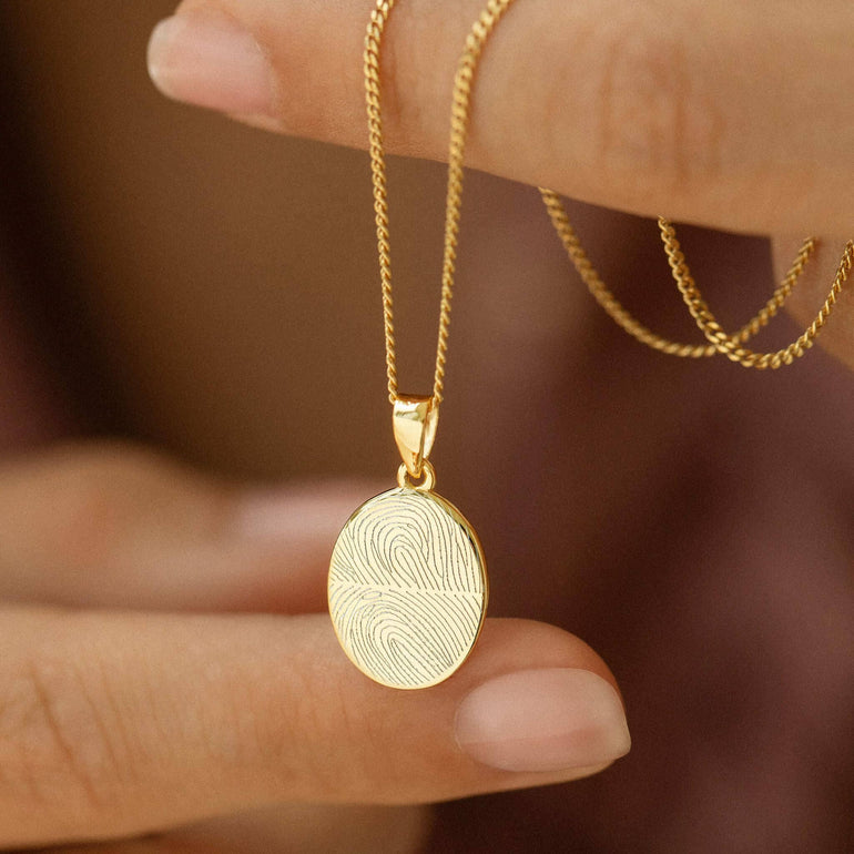 333 Goldkette mit ovalen Anhänger und 2 Fingerabdrücken