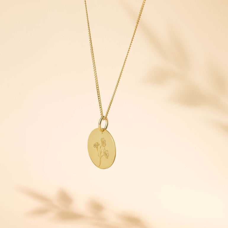 Halskette aus 925 Sterlingsilber vergoldet mit Geburtsblumenstrauß. Ideales Geschenk für Mütter und zur Geburt, jedes Familienmitglied hat eine Geburtsblume. Handgefertigt von „Emma & Marie“