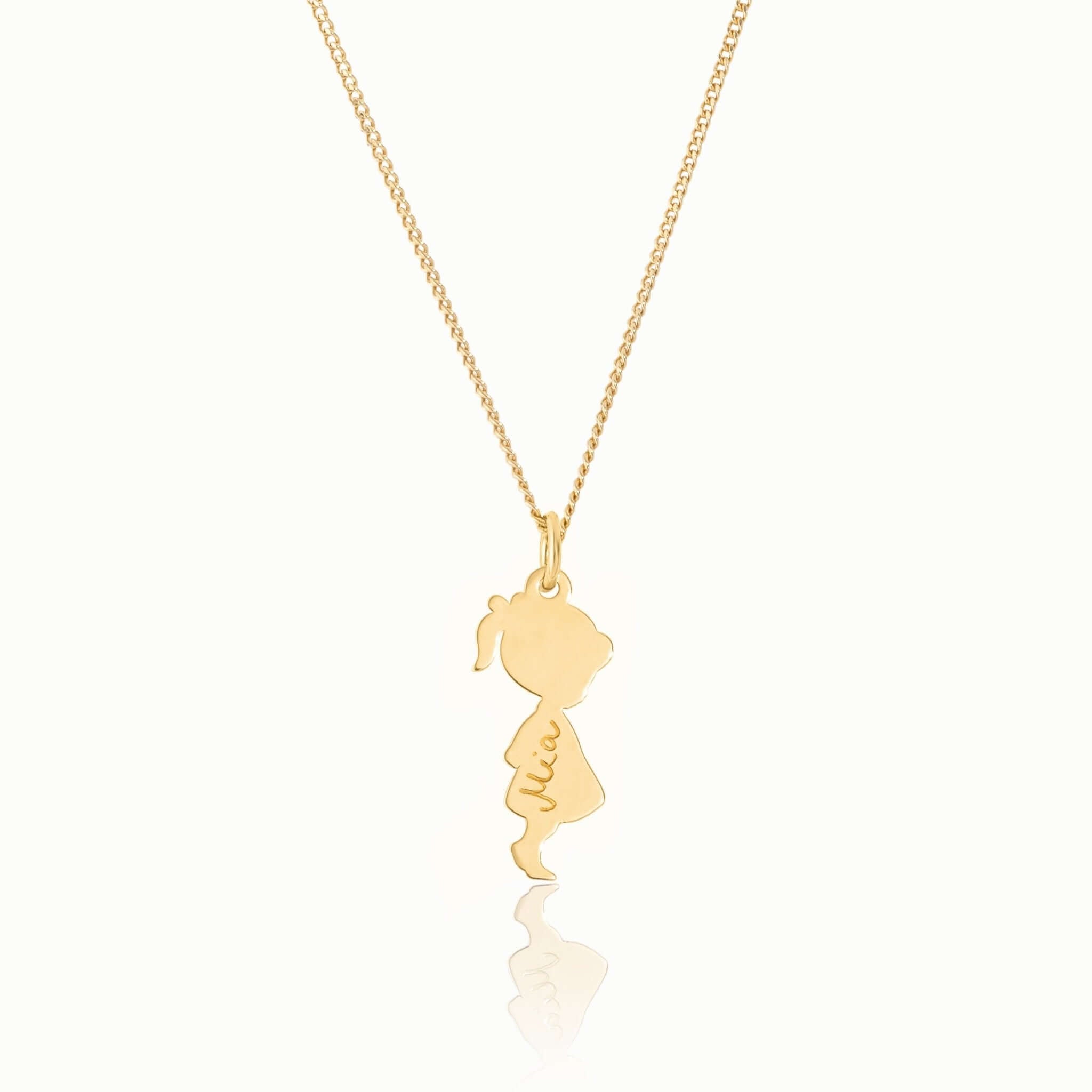 Vergoldete Halskette „Little Girl“ aus Silber mit Mädchen Anhänger und personalisierter Handgravur 
