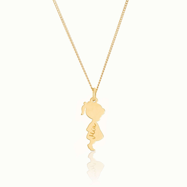 Vergoldete Halskette „Little Girl“ aus Silber mit Mädchen Anhänger und personalisierter Handgravur 
